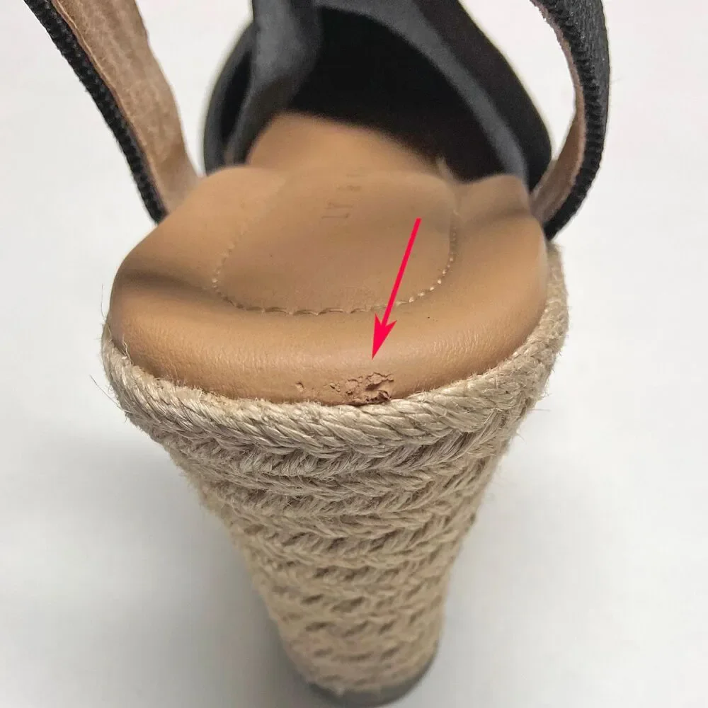 Kelly & Katie Brynn Black Espadrille Wedge Sandals Size 8.5 Crossover Straps